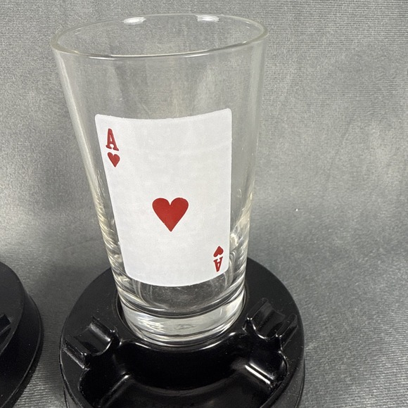 Vintage Mid Century Aces Up Tumblers Ashtray Holders Card Playing Casino - Picture 3 of 10
